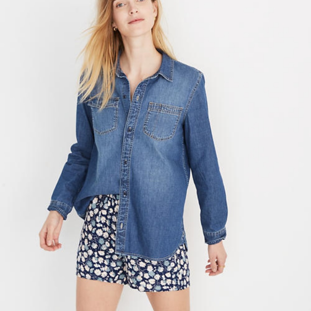 Madewell Dark Wash Ex-Boyfriend Shirt